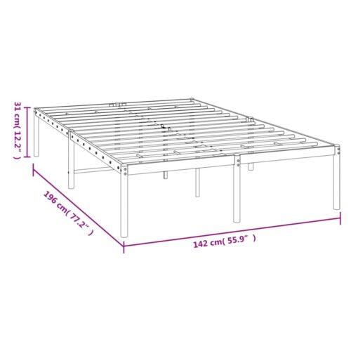 Metal Bed Frame White 135x190cm - Image 8