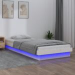 LED Bed Frame White 90x190cm Solid Wood