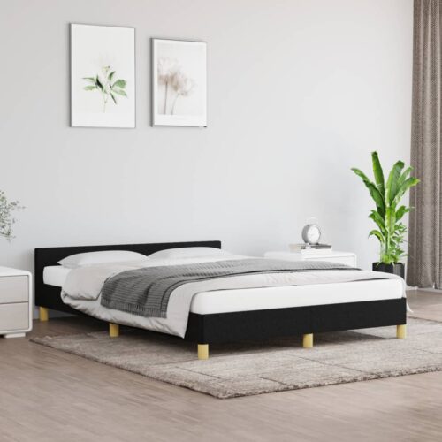 Bed Frame Black King Single Size Fabric