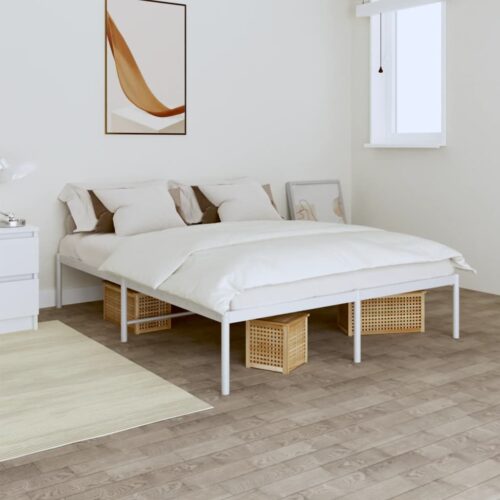 Metal Bed Frame White 150x200cm