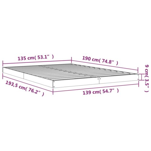 Bed Frame 135x190cm Solid Wood Pine - Image 8