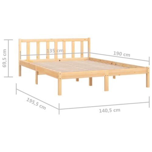 Bed Frame Solid Wood 135x190cm - Image 9
