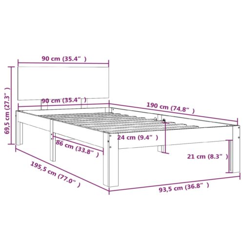 Bed Frame White 90x190cm - Image 8