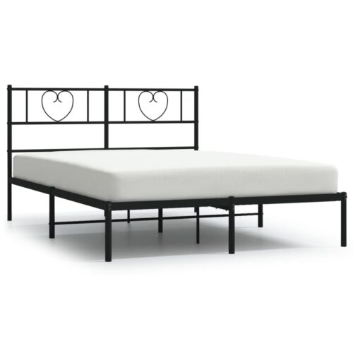 Metal Bed Frame with Headboard Black 150x200cm - Image 2
