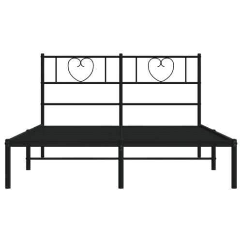 Metal Bed Frame with Headboard Black 150x200cm - Image 5