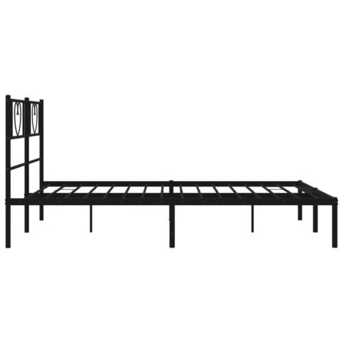 Metal Bed Frame with Headboard Black 150x200cm - Image 6