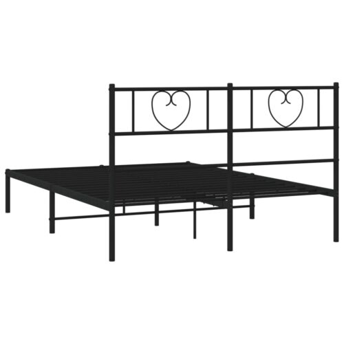 Metal Bed Frame with Headboard Black 150x200cm - Image 7