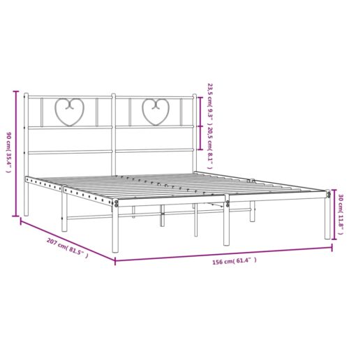 Metal Bed Frame with Headboard Black 150x200cm - Image 9