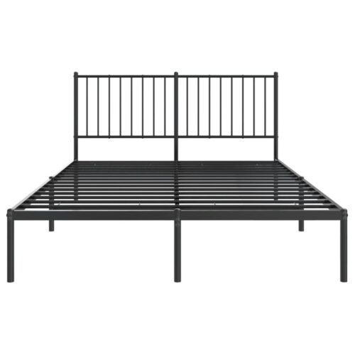 Metal Bed Frame with Headboard Black 135x190cm - Image 5