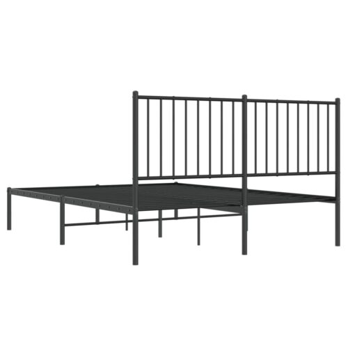 Metal Bed Frame with Headboard Black 135x190cm - Image 7