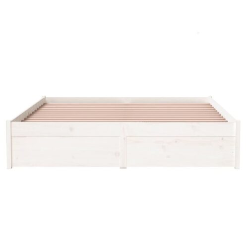 Bed Frame White Solid Wood 135x190cm - Image 5