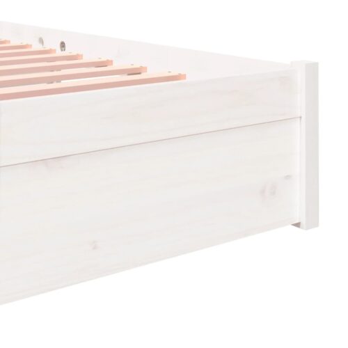 Bed Frame White Solid Wood 135x190cm - Image 7