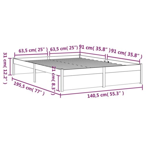 Bed Frame White Solid Wood 135x190cm - Image 10