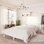 Bed Frame White Solid Wood 135x190cm