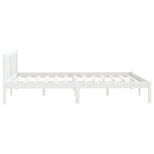Bed Frame White Solid Wood 135x190cm - Image 5