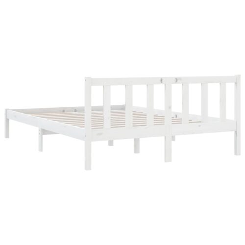 Bed Frame White Solid Wood 135x190cm - Image 6