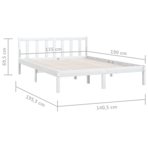 Bed Frame White Solid Wood 135x190cm - Image 9