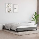 Bed Frame Dark Grey 137x187cm Double Fabric