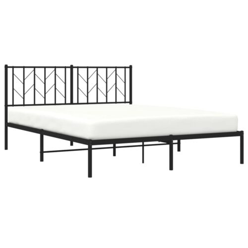 Metal Bed Frame with Headboard Black 150x200cm - Image 3