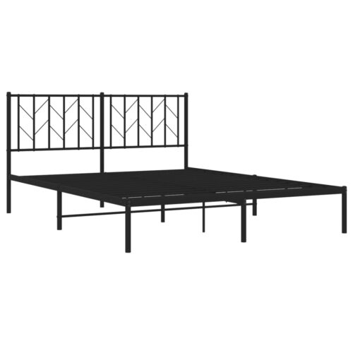 Metal Bed Frame with Headboard Black 150x200cm - Image 4