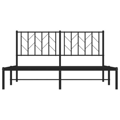 Metal Bed Frame with Headboard Black 150x200cm - Image 5