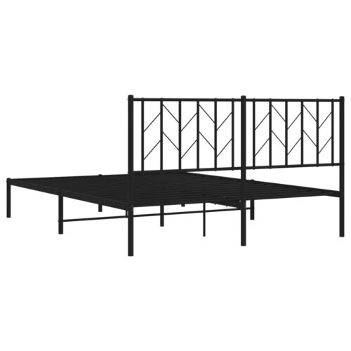 Metal Bed Frame with Headboard Black 150x200cm - Image 7
