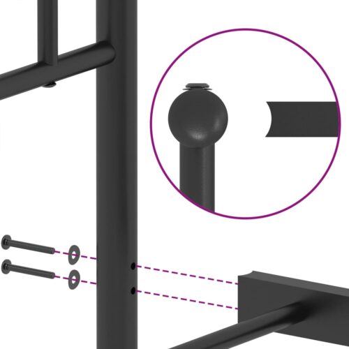 Metal Bed Frame with Headboard Black 150x200cm - Image 9