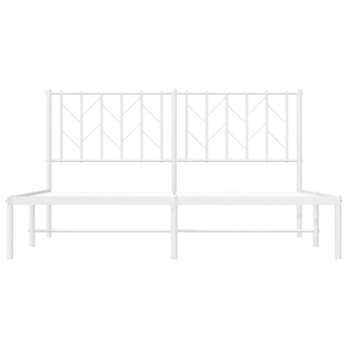 Metal Bed Frame with Headboard White 150x200cm - Image 5