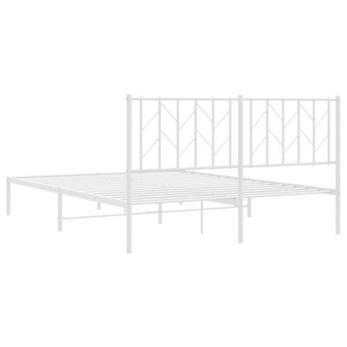 Metal Bed Frame with Headboard White 150x200cm - Image 7