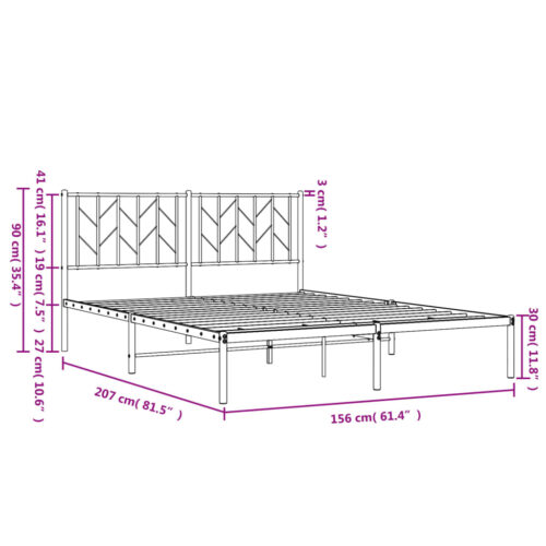 Metal Bed Frame with Headboard White 150x200cm - Image 10