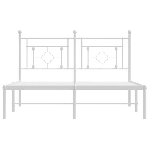 Metal Bed Frame with Headboard White 135x190cm - Image 5