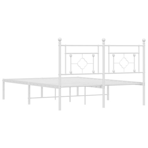 Metal Bed Frame with Headboard White 135x190cm - Image 7