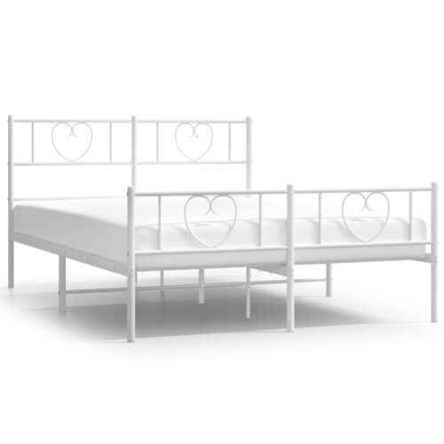Metal Bed Frame with Footboard White 150x200cm - Image 2