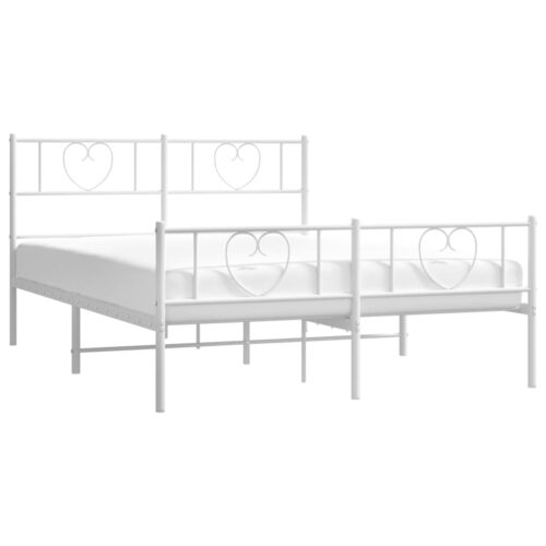 Metal Bed Frame with Footboard White 150x200cm - Image 3
