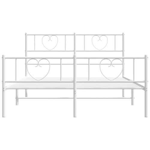 Metal Bed Frame with Footboard White 150x200cm - Image 4