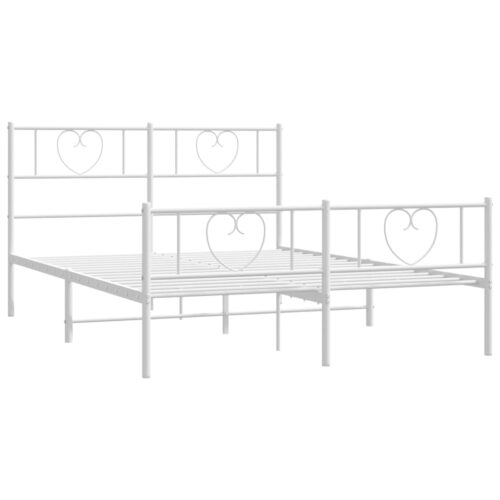 Metal Bed Frame with Footboard White 150x200cm - Image 5