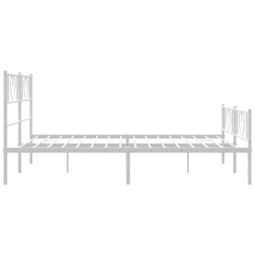 Metal Bed Frame with Footboard White 150x200cm - Image 6