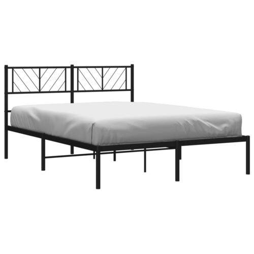 Metal Bed Frame with Headboard Black 150x200cm - Image 3