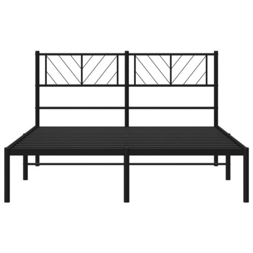 Metal Bed Frame with Headboard Black 150x200cm - Image 5