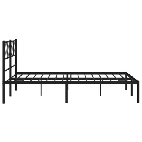 Metal Bed Frame with Headboard Black 150x200cm - Image 6