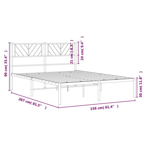 Metal Bed Frame with Headboard Black 150x200cm - Image 9
