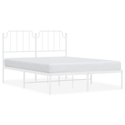 Metal Bed Frame with Headboard White 150x200cm - Image 2