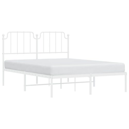 Metal Bed Frame with Headboard White 150x200cm - Image 3