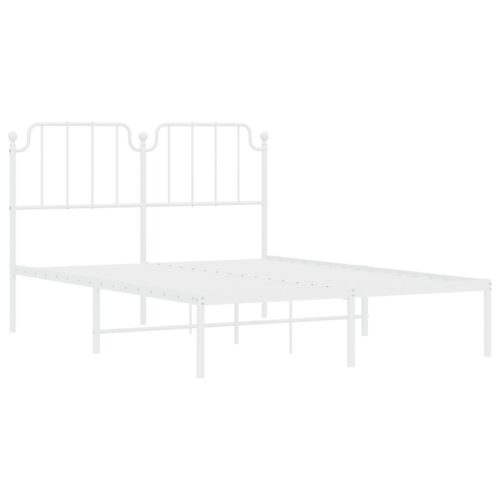 Metal Bed Frame with Headboard White 150x200cm - Image 4
