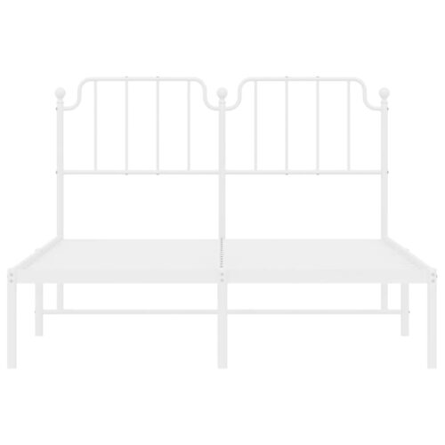 Metal Bed Frame with Headboard White 150x200cm - Image 5