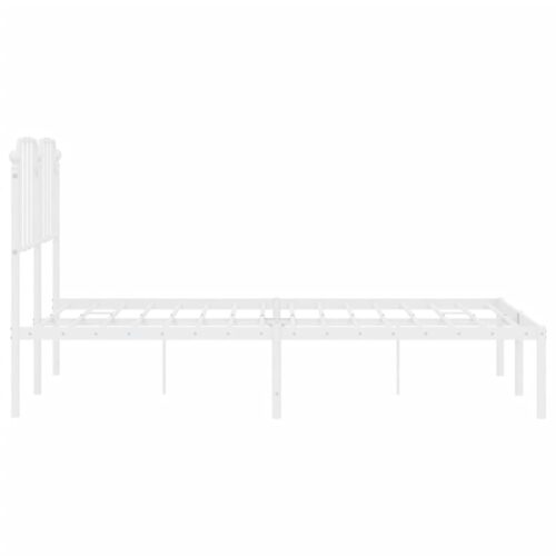 Metal Bed Frame with Headboard White 150x200cm - Image 6