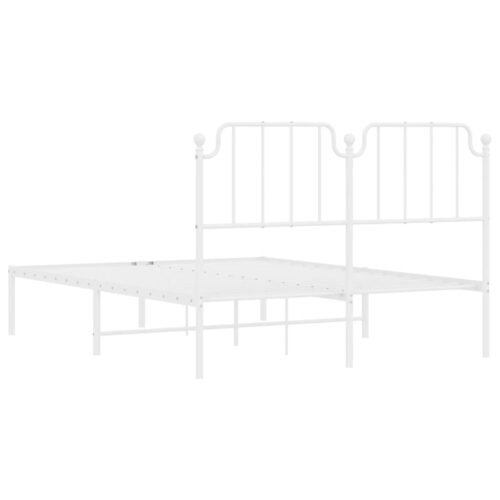 Metal Bed Frame with Headboard White 150x200cm - Image 7