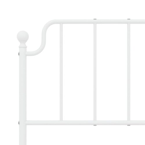 Metal Bed Frame with Headboard White 150x200cm - Image 8