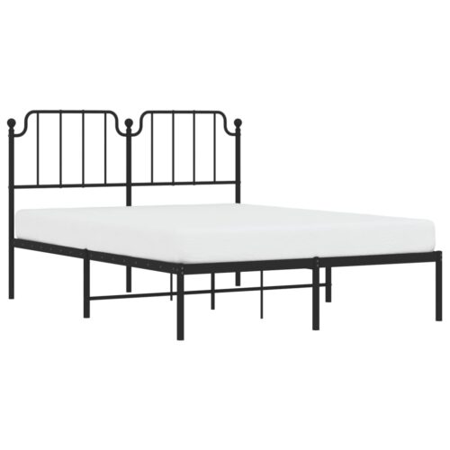 Metal Bed Frame with Headboard Black 150x200cm - Image 3