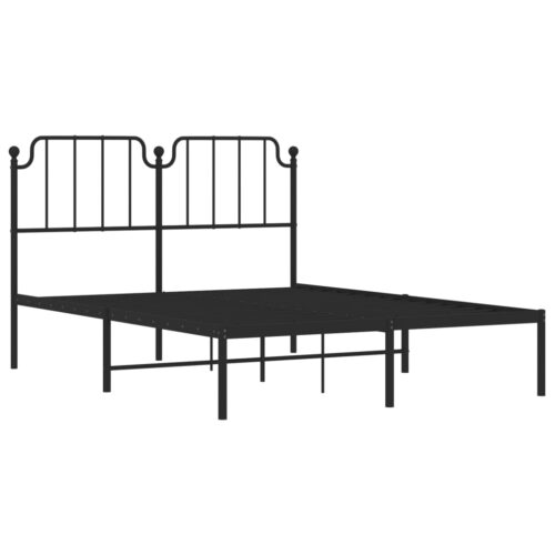 Metal Bed Frame with Headboard Black 150x200cm - Image 4